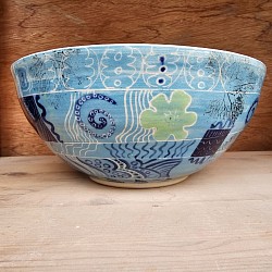 Turquoise slip bowl