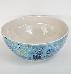 Turquoise sgraffito bowl