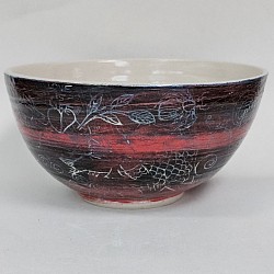 Red and Black slip decorated bowl