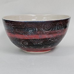 Rednblack slip decorated bowl