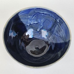 Handmade mixed blues shino small ceramic bowl